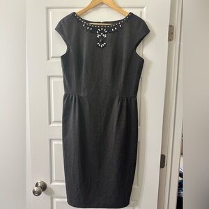 Maggy London Gray Embellished Sheath Dress - size 12